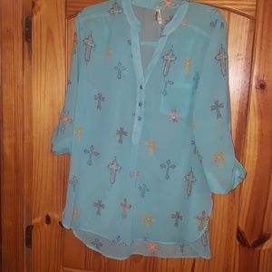Live 4 Truth Green Tunic with crosses